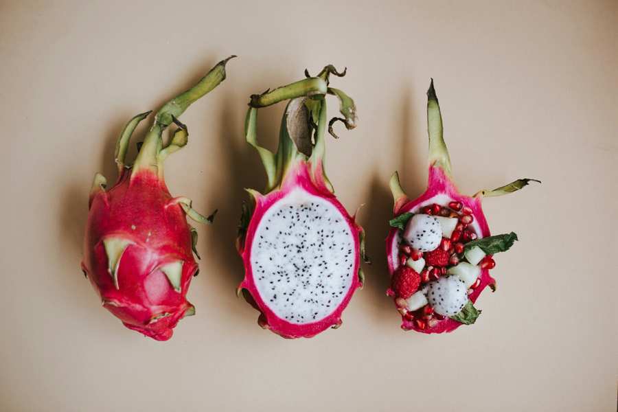 sliced pitaya fruits